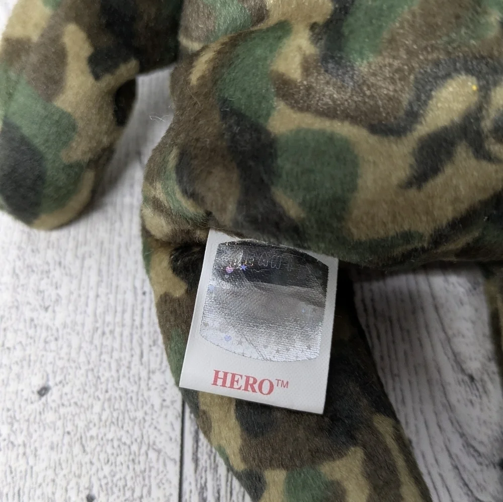 Ty hero Camouflage Bear with Brown Head and Green Body